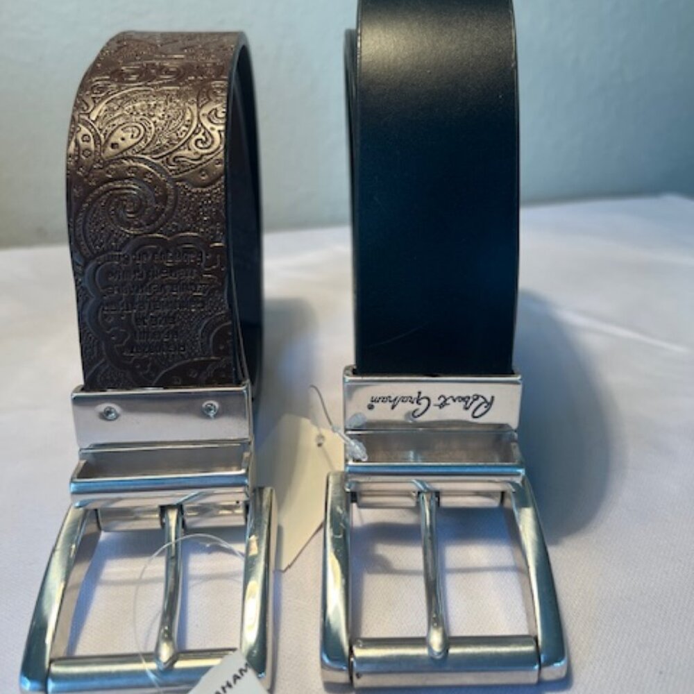 Robert Graham Norton Leather Floral Embossed Reversible Belt
